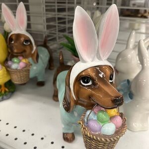 Easter Dachshund Figurine with Bunny Ears